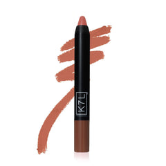 K7L Lipsilk matte lip crayon applied with precise lip contour