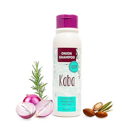 Kaba Red Onion Shampoo bottle front view for daily scalp cleansing and vitality.