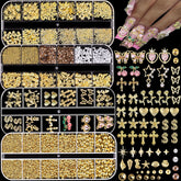 KACHIMOO gold nail charms 4-boxes set offers versatile styles for diverse nail art.