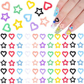 KACHIMOO heart and star nail charms for DIY nail art and decoration.
