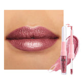 Kaely 2-in-1 mauve metallic lipstick and lip liner; double-ended precision for defined lips