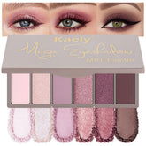 Kaely 6 Colors Mini Rose Pink Palette closeup showing rich pigment and smooth glide