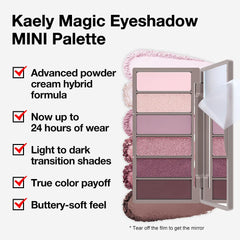 Kaely Rose Pink Palette night-look image highlights waterproof, long-lasting wear