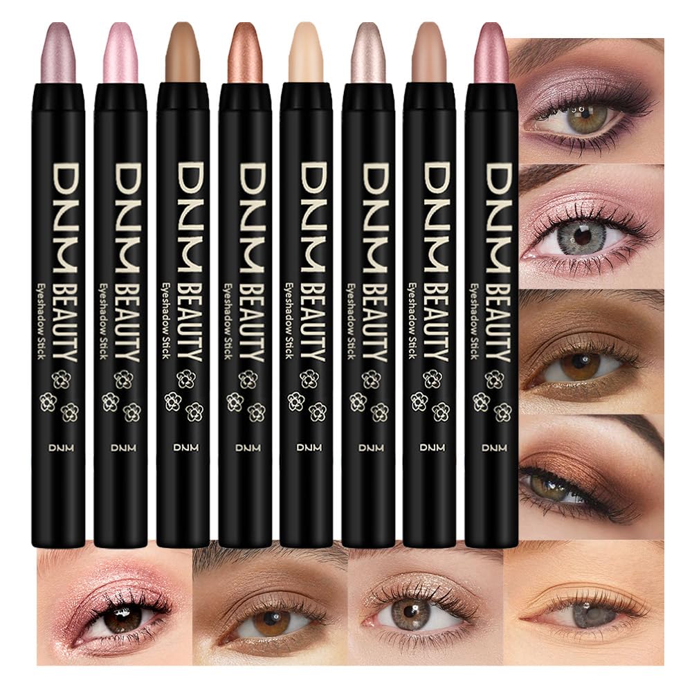 Kaely 8Pcs cream eye shadow sticks set with vibrant swatches for quick looks.