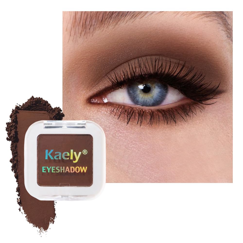 Kaely Coffee Matte pressed eyeshadow offers rich pigment for neutral daily looks.