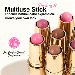 Kaely Contour Blush Stick application on the face demonstrates precise, portable makeup touch-ups.