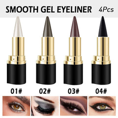 Kaely eyeliner swatches show black, brown, silver, and gray tones.