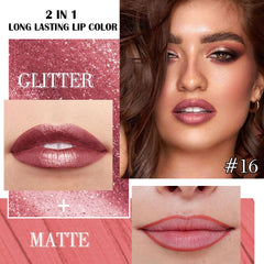 Kaely pearlescent metallic lip gloss shimmer with light-catching finish