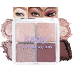 Kaely Powder Eyeshadow Quad cover shot highlights pearl mauve glitter shimmer.