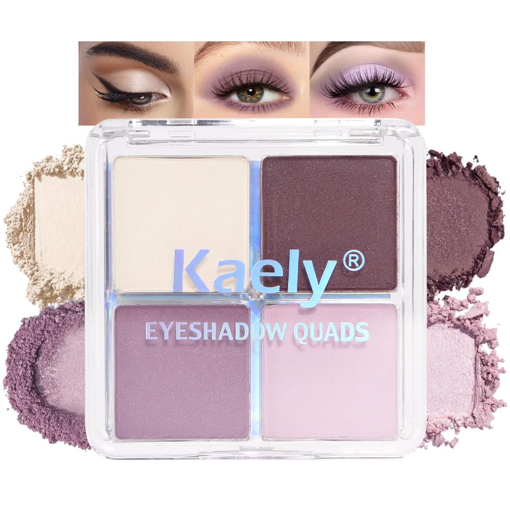 Kaely Powder Eyeshadow Quad Light Violet Shimmer swatch for subtle day looks