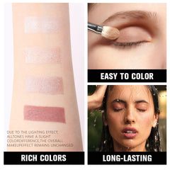 Kaely Powder Eyeshadow Quad long-wear waterproof formula keeps color intact all day.
