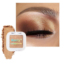 Kaely Golden Shimmer eyeshadow swatch on lid for a radiant neutral look.