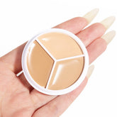 Kaely tri color pot concealer palette packaging shows 3 correcting colors for balancing skin tone