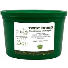 KAGA Pure O Natural Neatbraid Gel bottle showing strong hold and shine benefits.