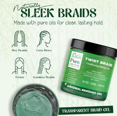KAGA Pure O Natural Neatbraid gel on hair delivering strong hold for braids.