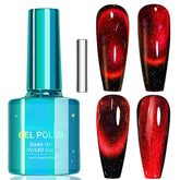 KAHSOSE Cat Eye Polish red with magnet for a striking 12D effect that lasts.