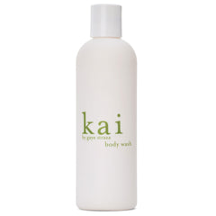 Kai body wash bottle front view with cucumber and comfrey extracts for hydration.