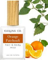 Kailuna Co. orange patchouli mist bottle shows fresh citrus scent for daily use