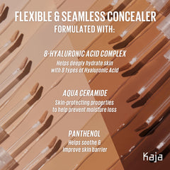 Kaja Don't Settle Concealer under-eye application demonstrating brightening without heaviness.