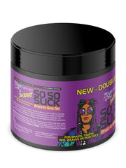 Kaleidoscope Miracle Drops So So Slick Braid Gel applied to hair for smooth edges and neat braids.