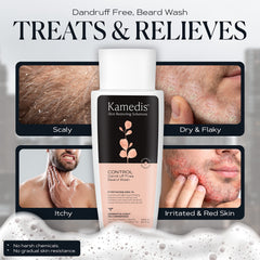 KAMEDIS Beard Wash application routine image showing gentle facial massage.