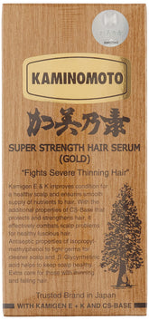 Kaminomoto Hair Loss Gold 150ml bottle supports potential regrowth and scalp care.