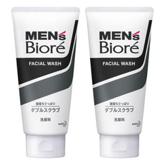 Kao Biore Mens Double Scrub Wash two-pack front view for convenient daily cleansing.