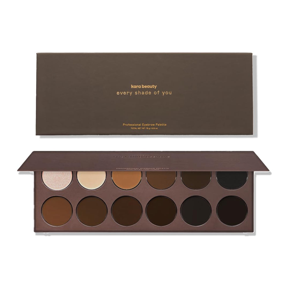 Kara Beauty Eyebrow Kit palette open, showcasing versatile shade options.