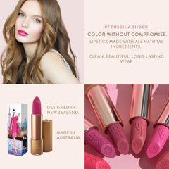 Karen Murrell Fuchsia Shock applying on lips for a bold evening look
