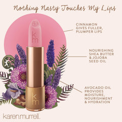 Karen Murrell Lavender Laughter matte finish on lips for a refined look