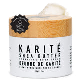 Karité Shea Butter Body Cream mini bottle promotes deep hydration for dry skin.