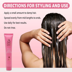 Karma Beauty Biotin Keratin Formula close-up showing strengthened, elastic strands.