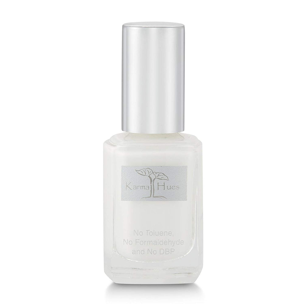 Karma Organic French White nail polish bottle highlights a non toxic formula