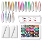 Karroy Glitter Pat Gel Nail Palette with 16 colors for effortless ombre nails.