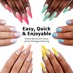 Karroy Gradient Nails Paint Gel delivers vivid color with easy sponge application.