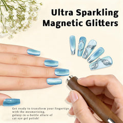 Karroy holographic glitter polish adds galaxy-inspired shimmer and depth.