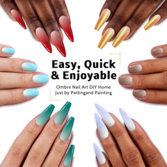 Karroy ombre nails patting demonstrates smooth gradient at home