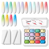 Karroy Sponge Pat Paint Nail Gel creates a soft ombre gradient on nails.