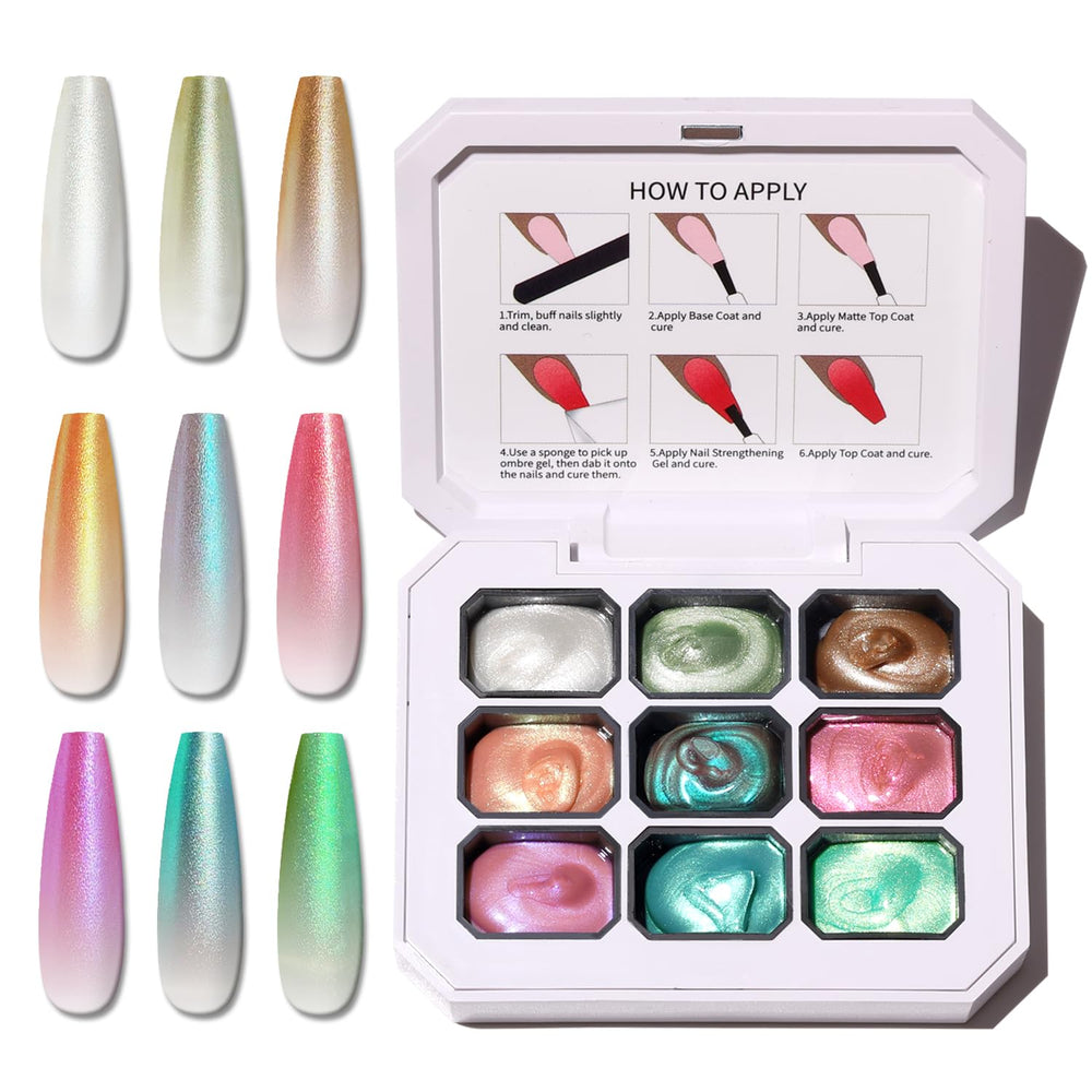 Karroy Sponge Pat Paint Gel creates ombre gradients for salon-like nails at home.