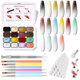 Karroy sponges pat gel nail polish palette creating seamless 16-color ombre gradients