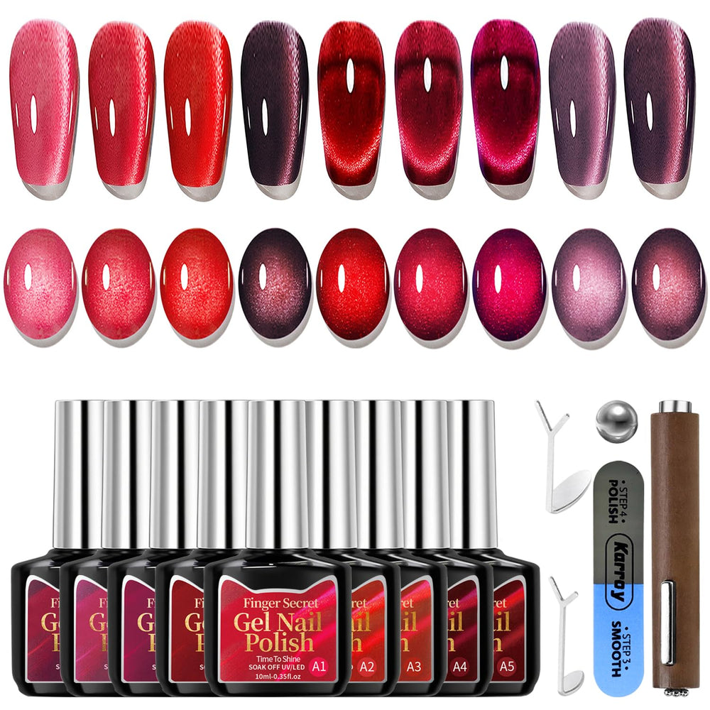 Karroy vernis gel Cat Eye rouge - bouteille 10 ml prête à l’application