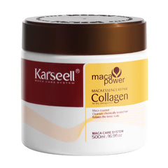 Karseell collagen hair mask jar illustrates deep conditioning for dry, damaged hair.