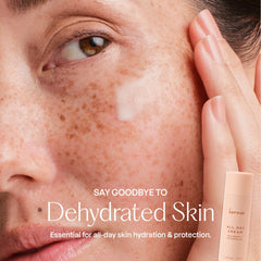 Karuna gel cream applied to skin for dewy, fresh finish