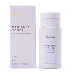 Karuna Hydrating Face Toner bottle closeup showing a pore-minimizing ritual.