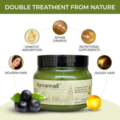 Applying Karvannall mask shows creamy texture nourishing strands from root to tip