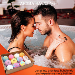 KASTU bath bombs with essential oils and dried flowers for aroma.