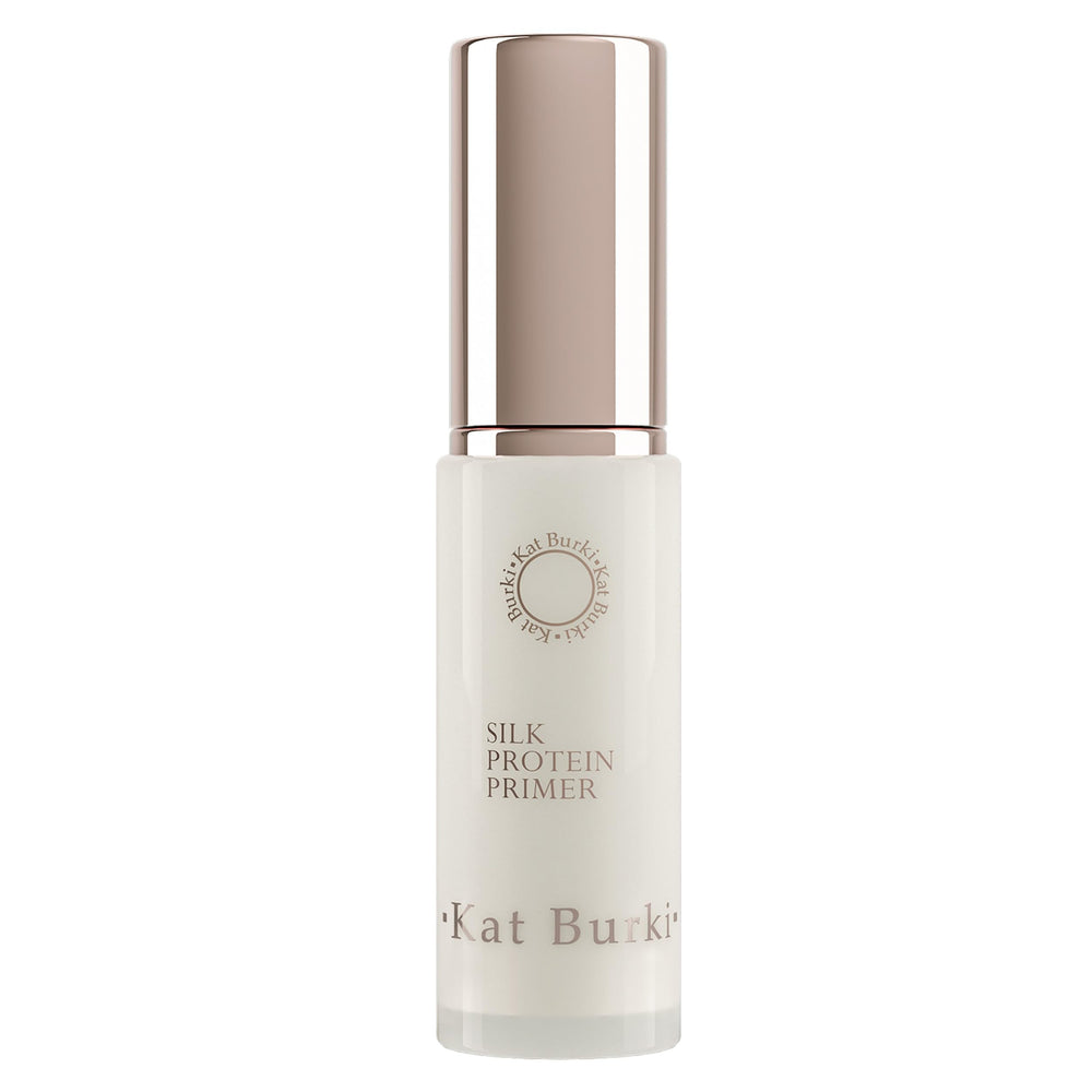 Kat Burki Silk Protein Primer bottle showing silicone-free hydration for smoother skin