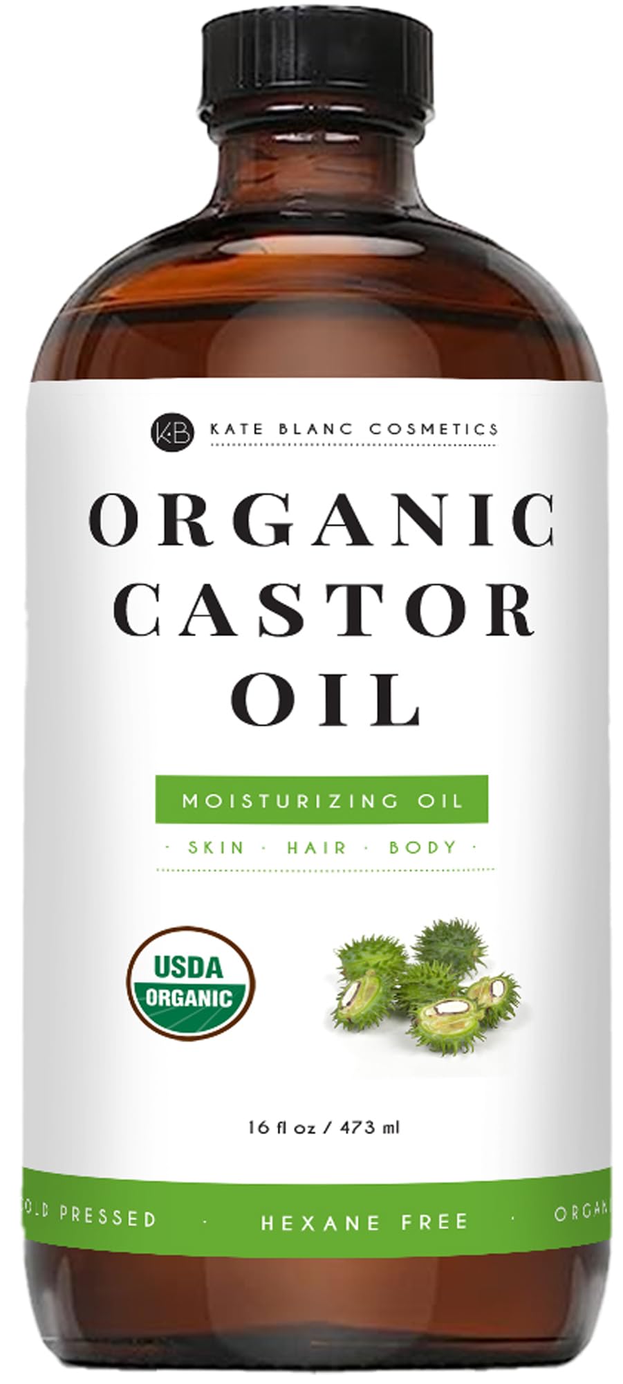 Kate Blanc Castor Oil bottle for the face, supporting smooth, hydrated skin.