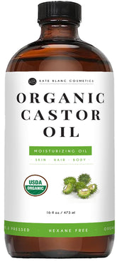 Kate Blanc Castor Oil bottle for the face, supporting smooth, hydrated skin.