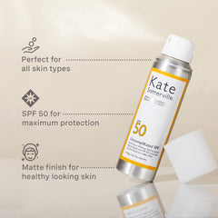 Close-up of SPF 50 mist ready to spritz.